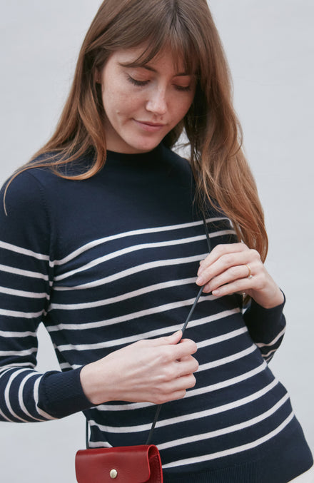 Navy Womens Cotton Breton Jumper By Paul James