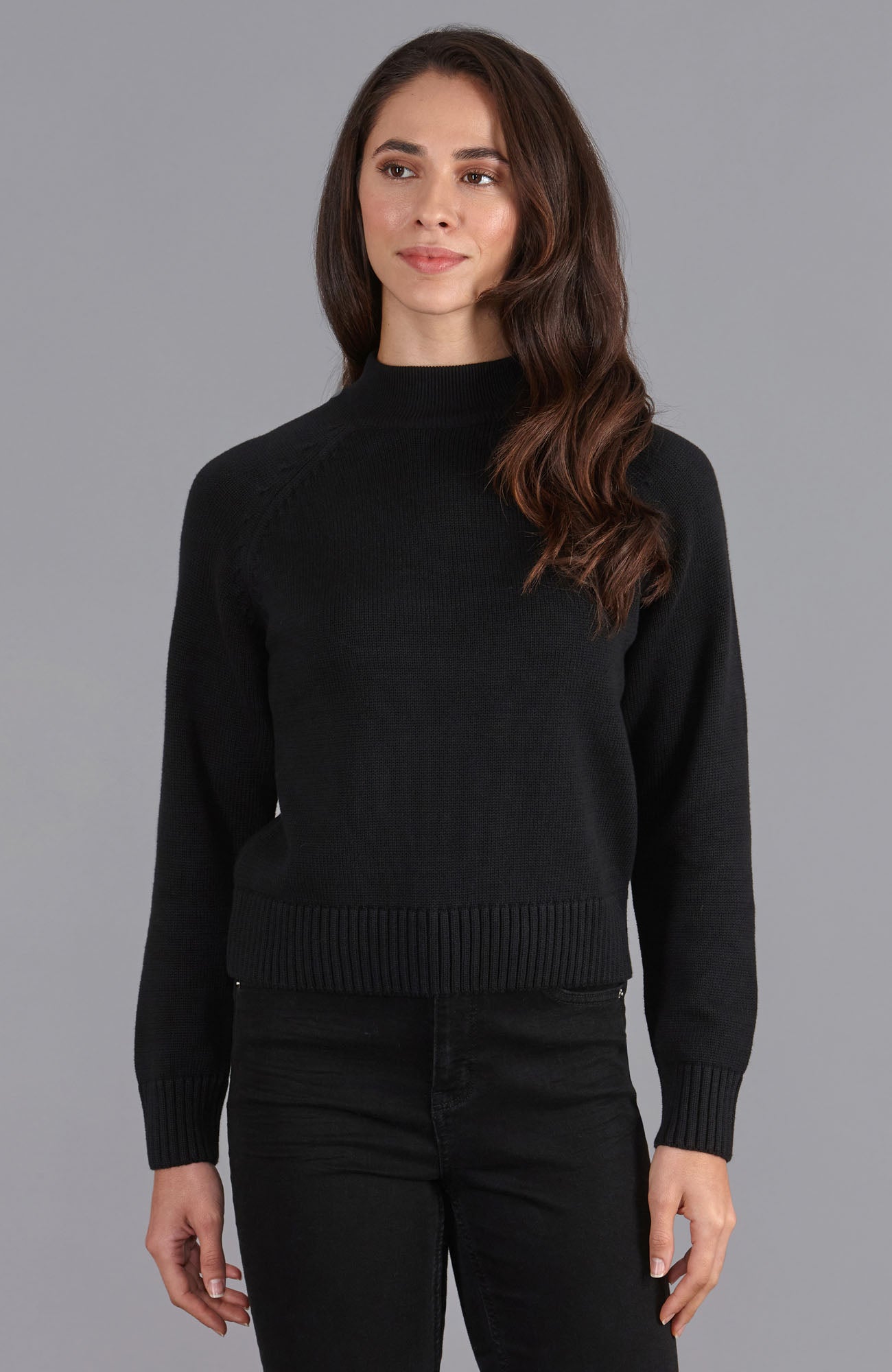 Womens Midweight Cotton Turtleneck Raglan Sleeve Jumper – Paul