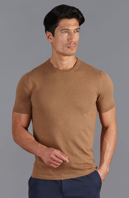 camel mens knitted t-shirt