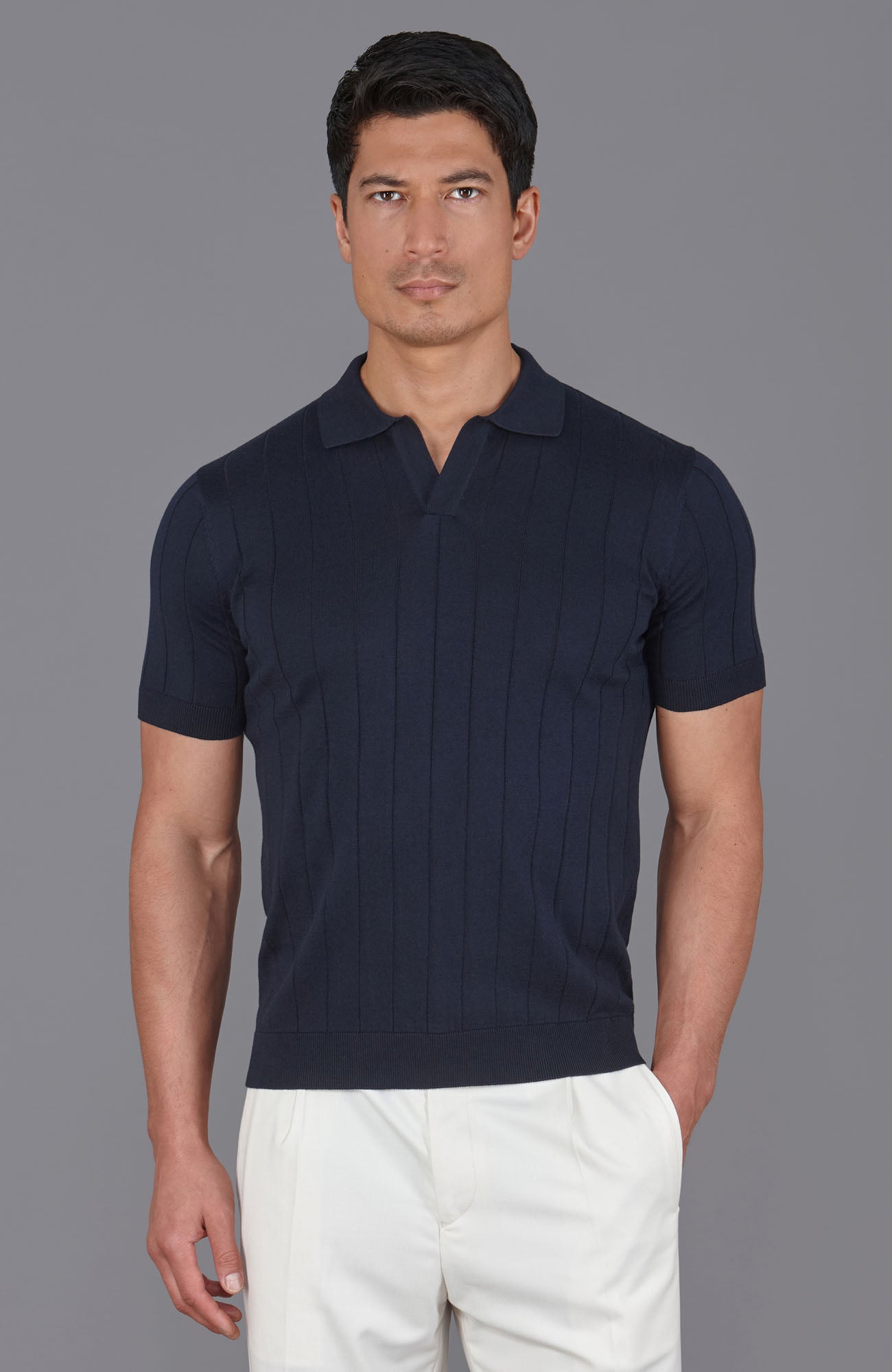 Mens Ultra Fine Cotton Selection Knit Buttonless Polo Shirt – Paul