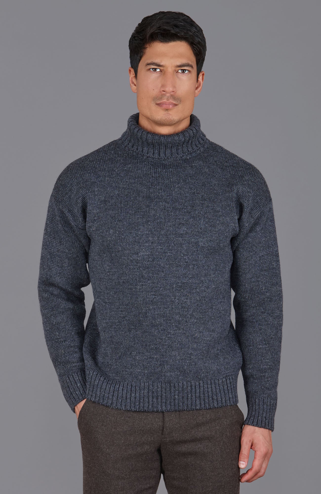 Mens British Wool Submariner Roll Neck Jumper: Available In