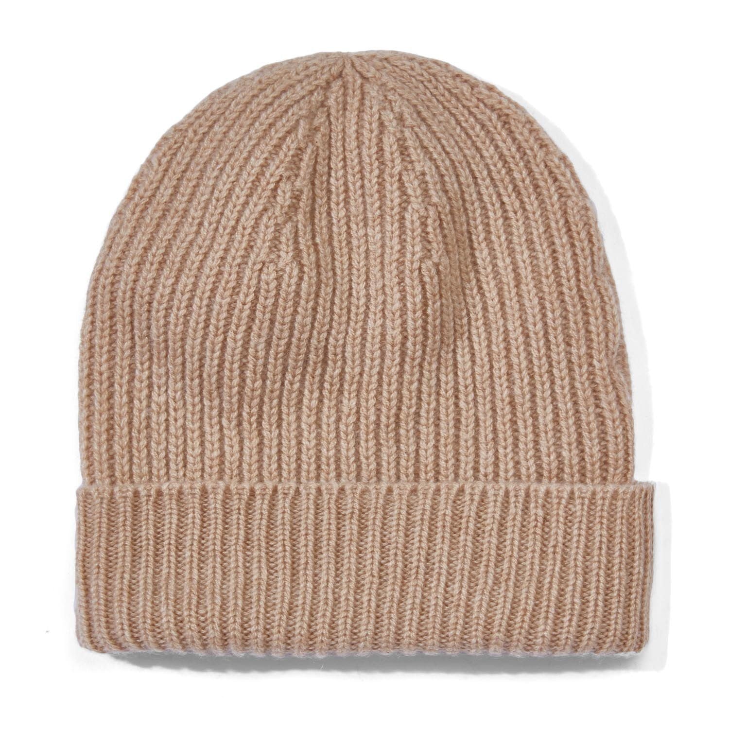 Pure Cashmere Unisex Rib Beanie in Camel main image 0