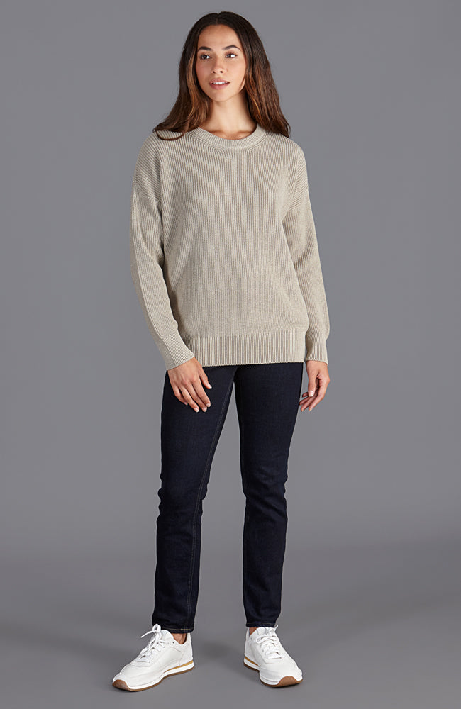 Womens 100% Cotton Ribbed Crew Neck Jumper – Paul James Knitwear