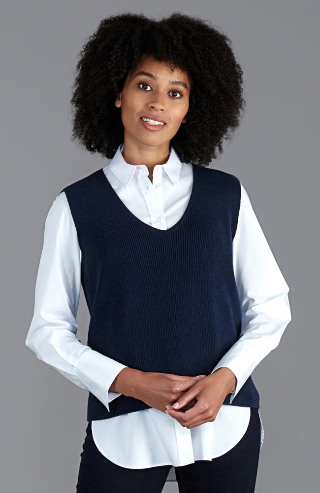 Women's 100% Organic Cotton V-Neck Sleeveless Jumper – Paul James Knitwear