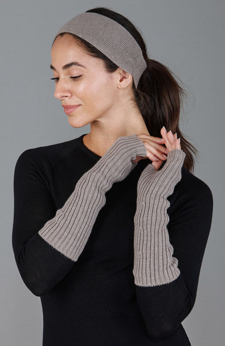 brown womens merino wool arm warmer by Paul James