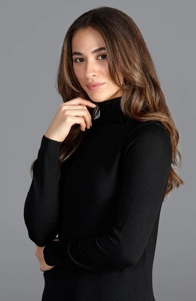 Women's Navy Sweater: Classic High-Neck Knitwear