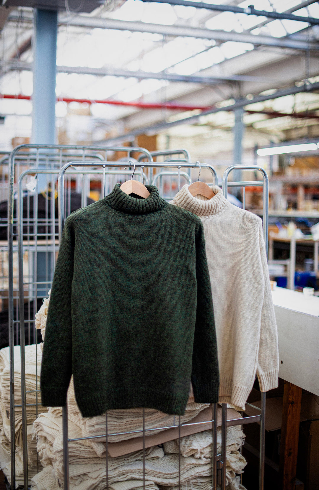 Men's green and ecru made-in-England wool Submariner by Paul James Knitwear 