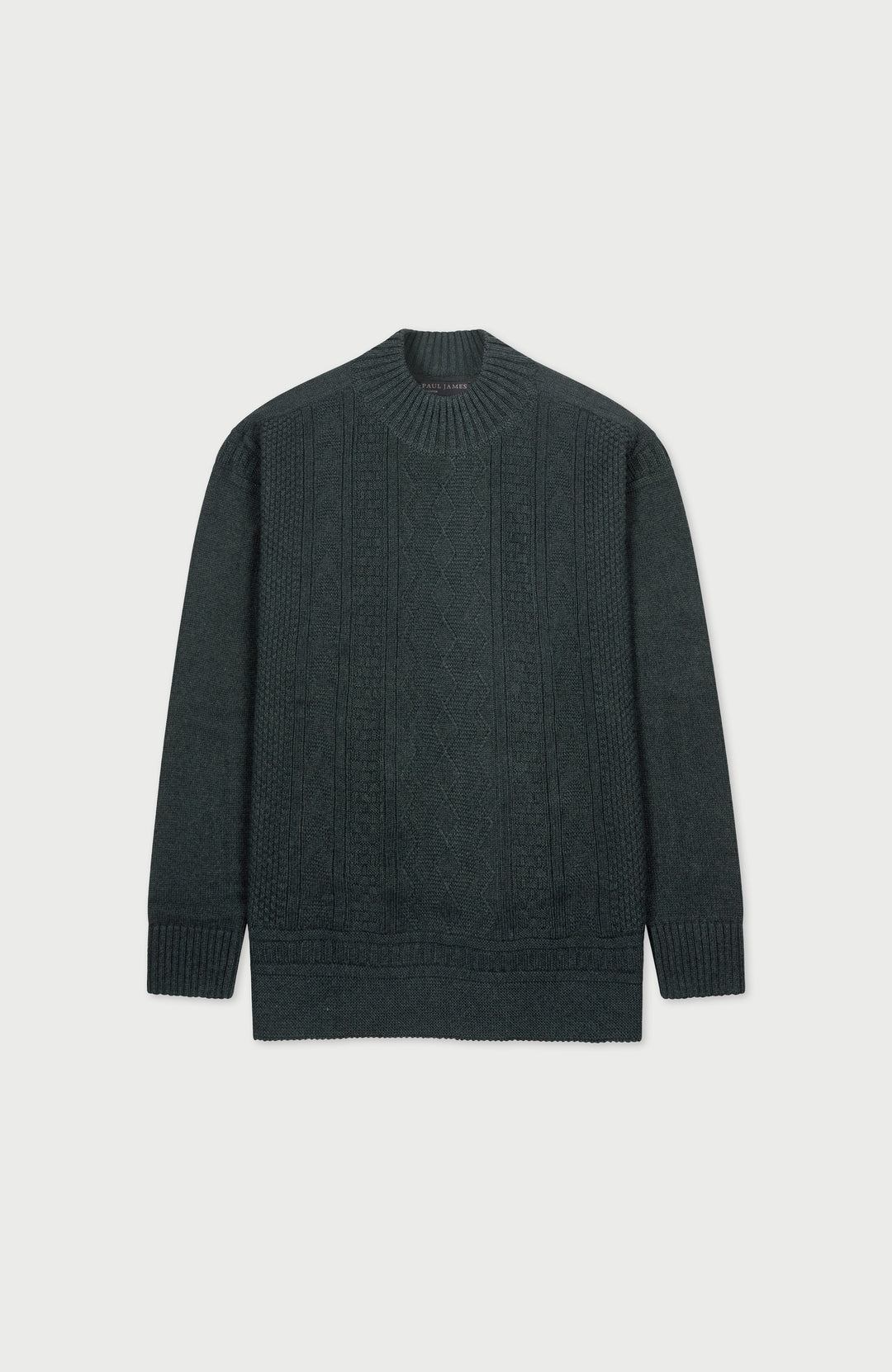 Mens Midweight Cotton Mock Neck Gansey Jumper