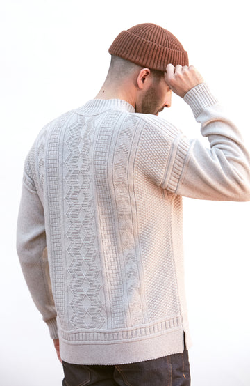 Mens Midweight Cotton Mock Neck Gansey Jumper