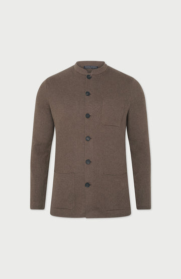 Mens Midweight Cotton Knitted Nehru Jacket