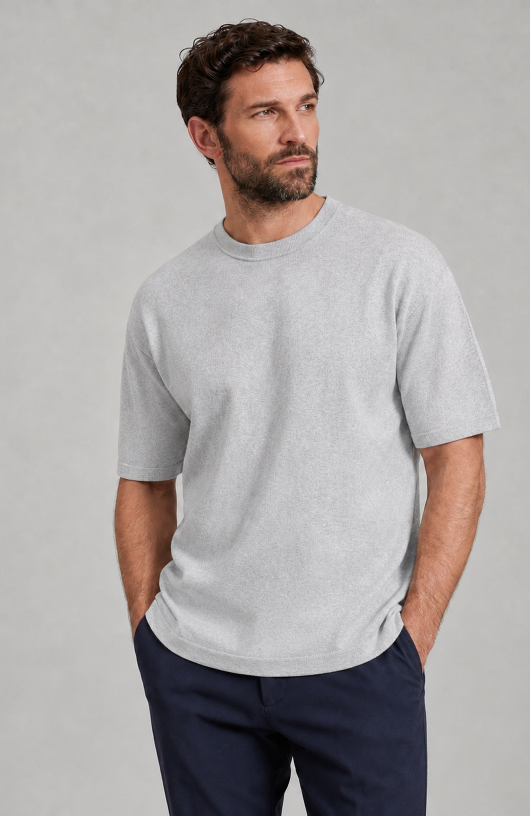 Mens Lightweight Cotton Oversized Knitted T-Shirt