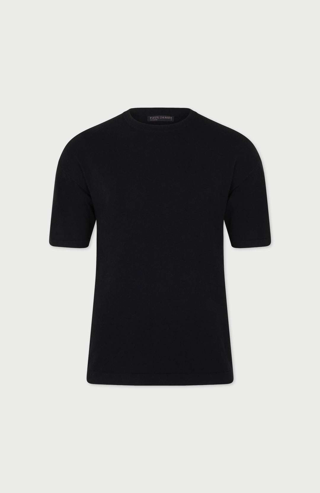 black mens relaxed t-shirt on a light gray background