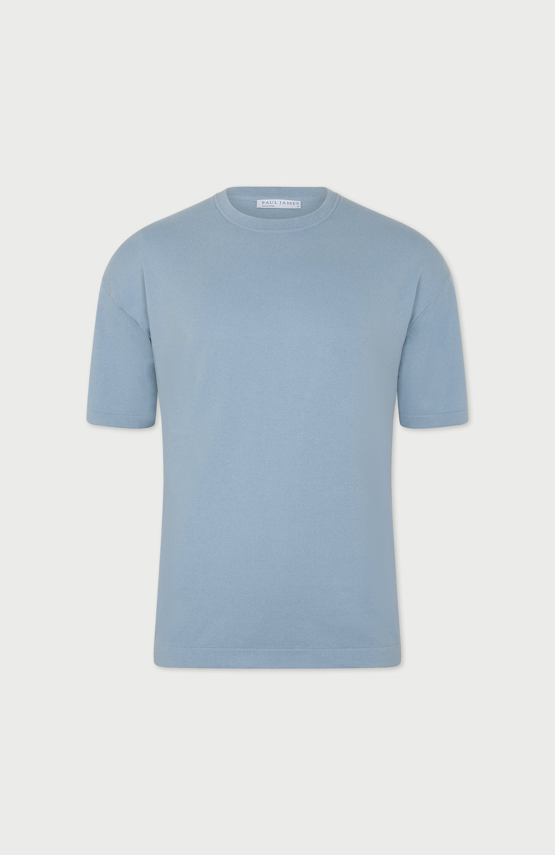 light blue mens relaxed t-shirt on a light gray background