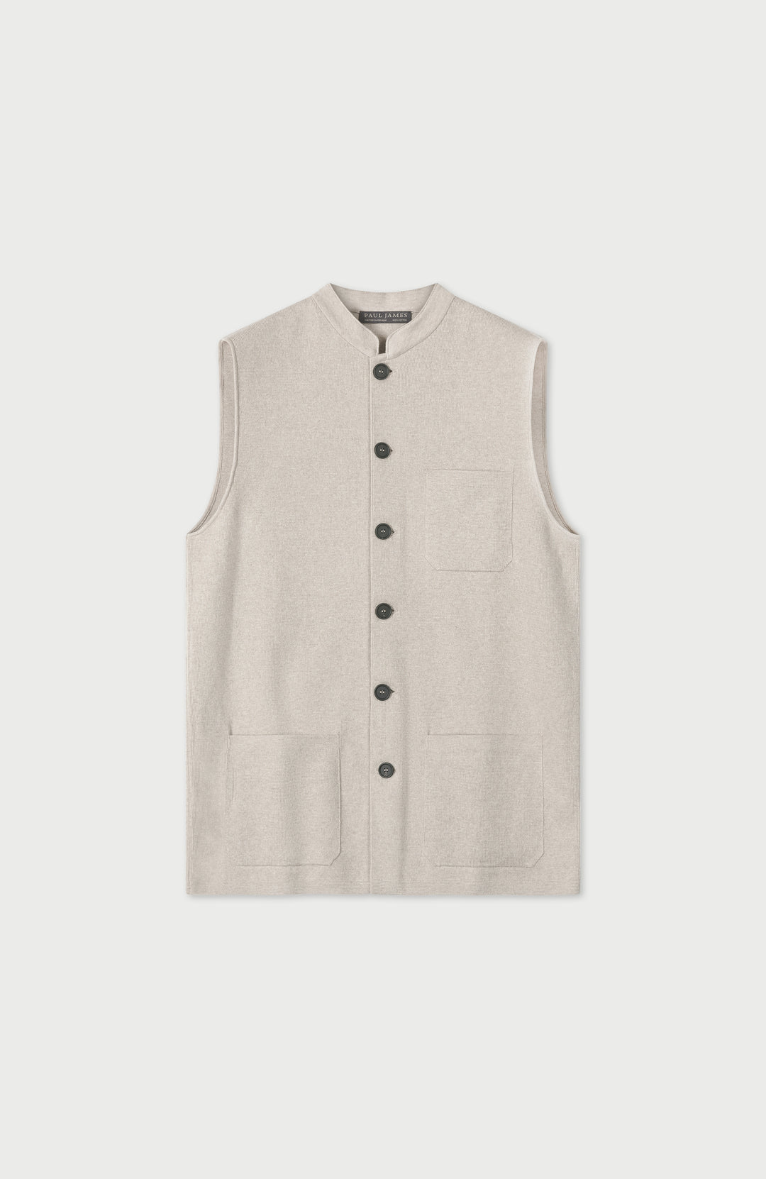 Mens Midweight Cotton Knitted Nehru Waistcoat
