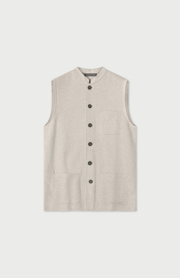 Mens Midweight Cotton Knitted Nehru Waistcoat