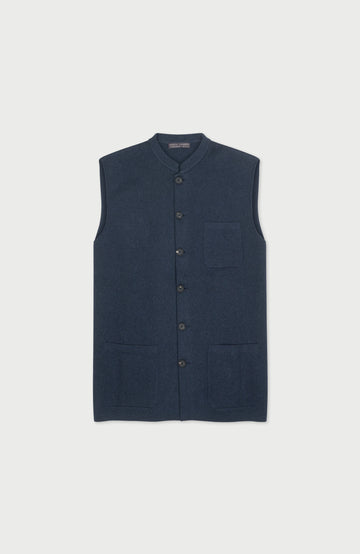 Men's Sleeveless Mandarin Collar Jacket by Paul James