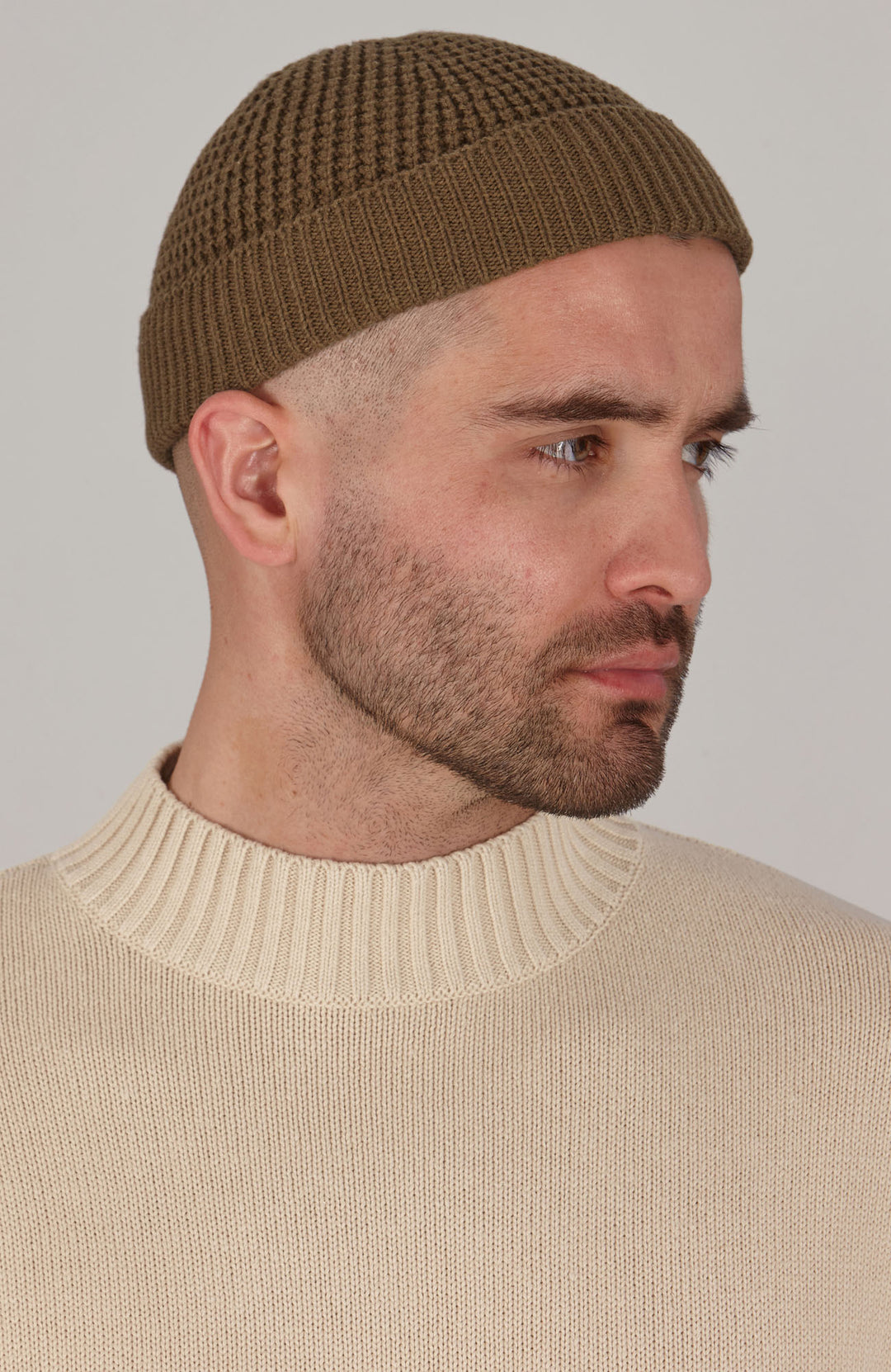 Caramel fisherman beanie hat by Paul James
