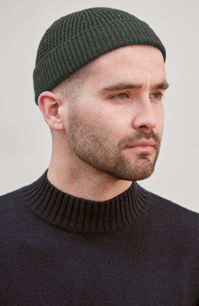 green mens cotton fisherman beanie