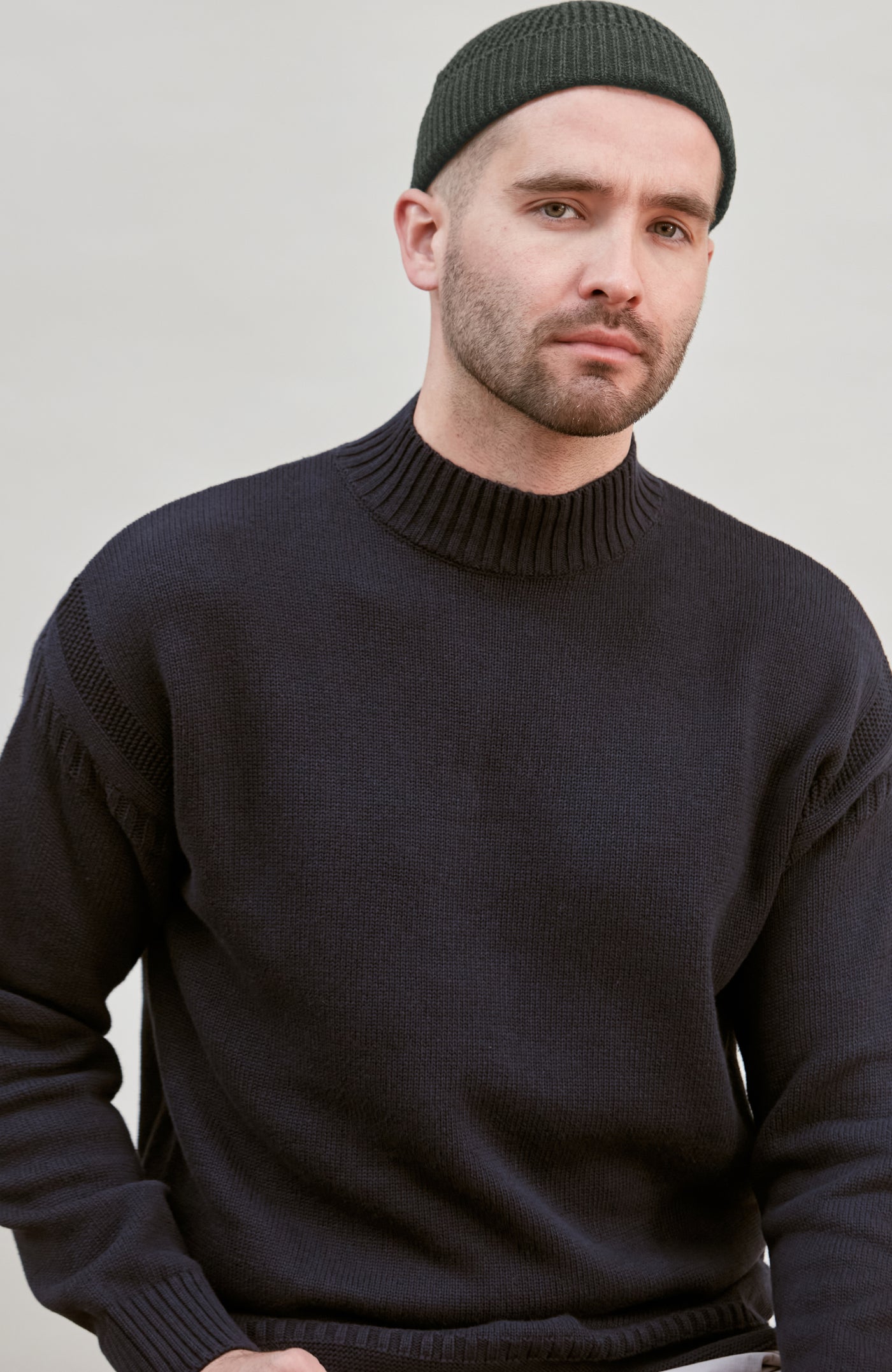 green mens cotton fisherman beanie