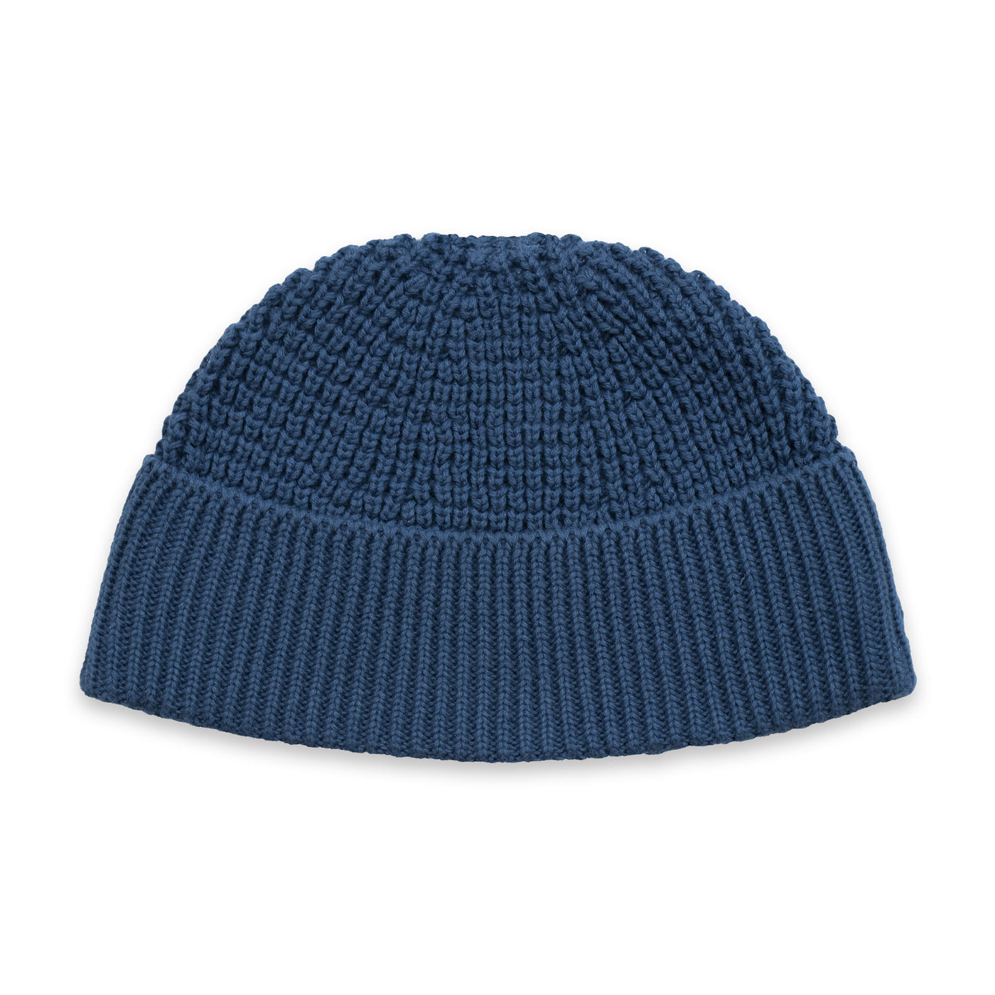 mid blue fisherman textured beanie