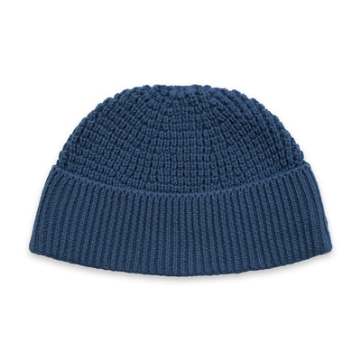 mid blue fisherman textured beanie