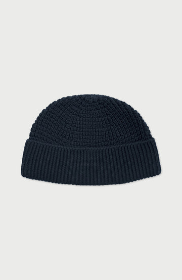 Navy Lightweight Cotton Docker Beanie By Paul James
