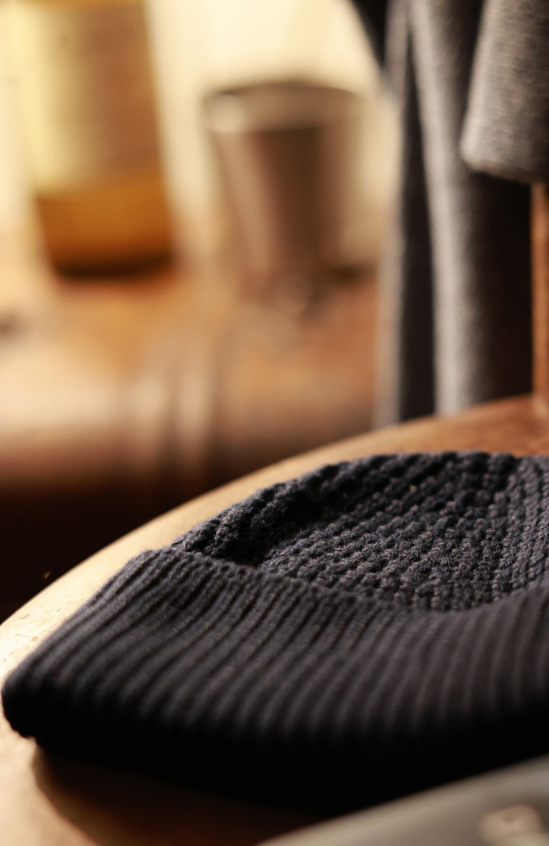 Navy man's fisherman textured beanie by Paul James Knitwear