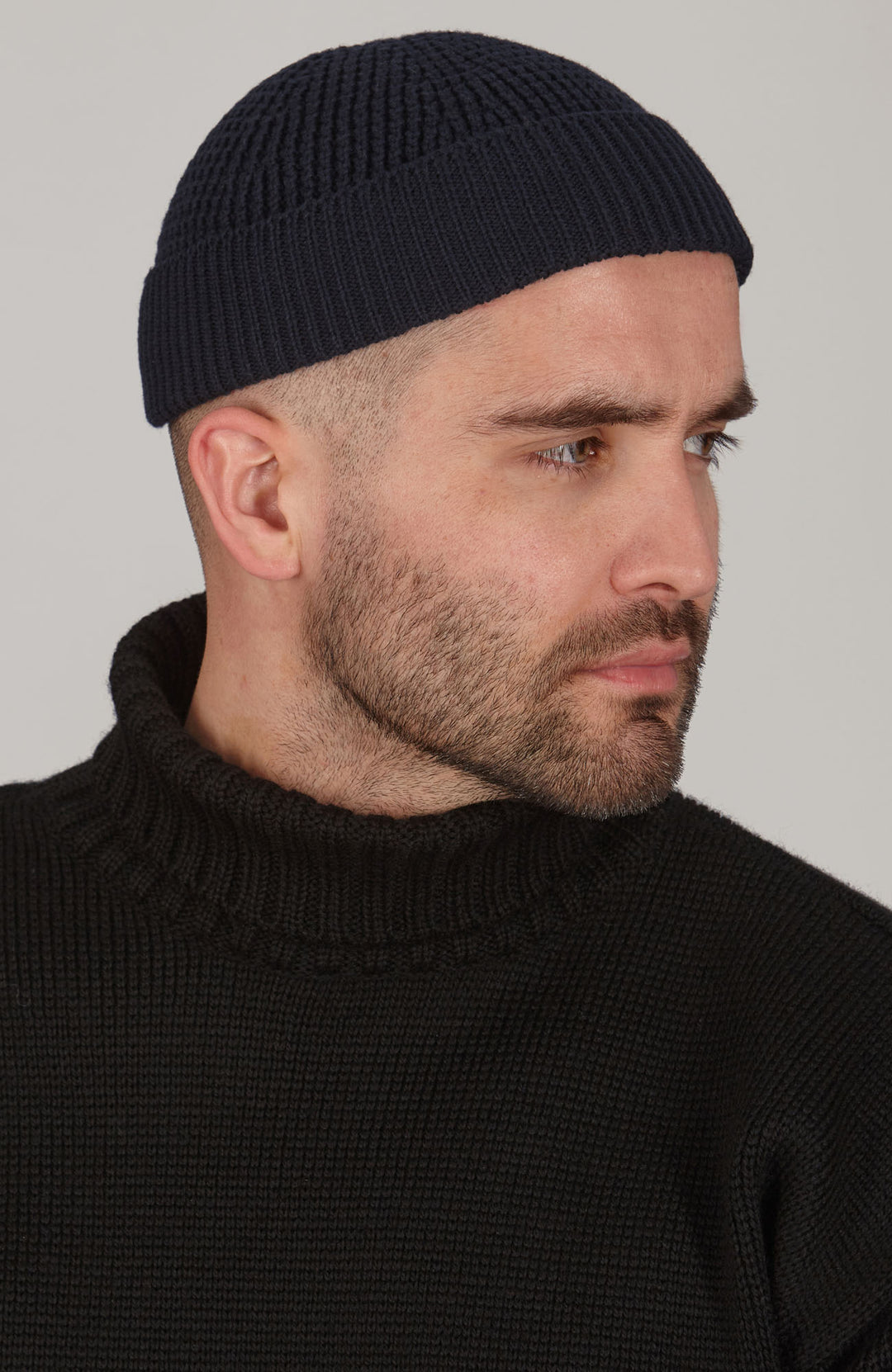 Navy fisherman beanie hat by Paul James