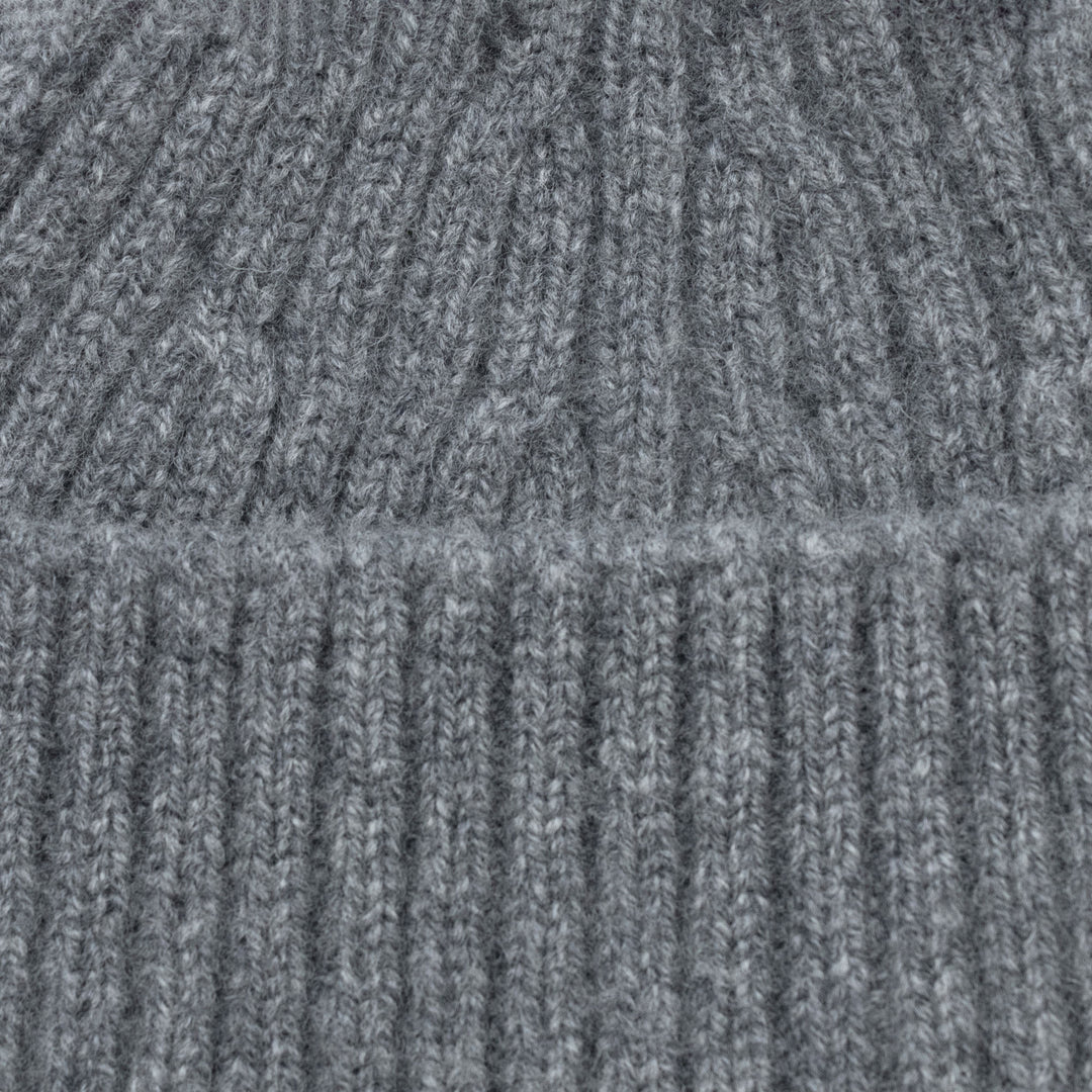 grey mens wool rib beanie by Paul James
