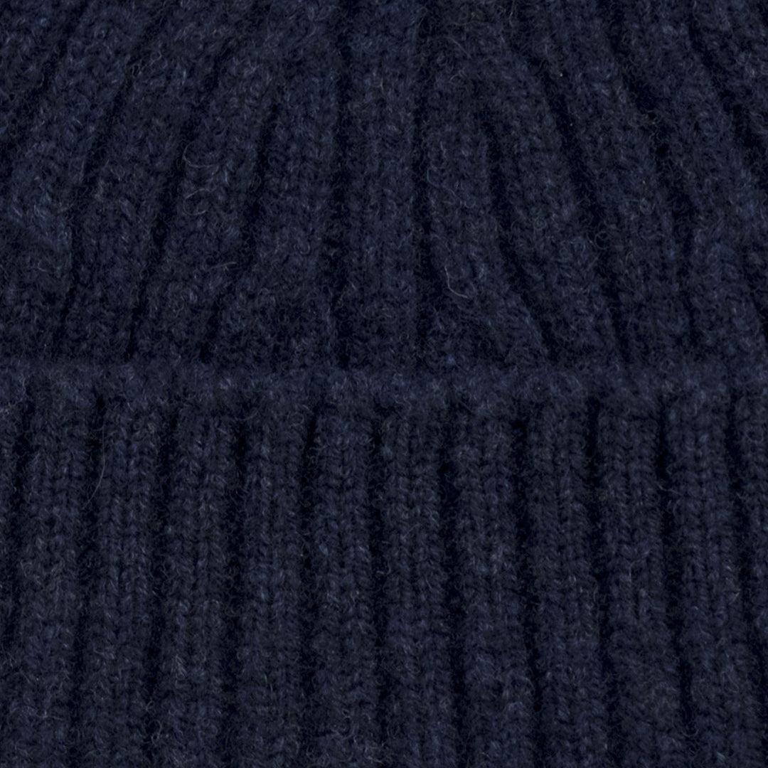 navy mens wool rib beanie by Paul James
