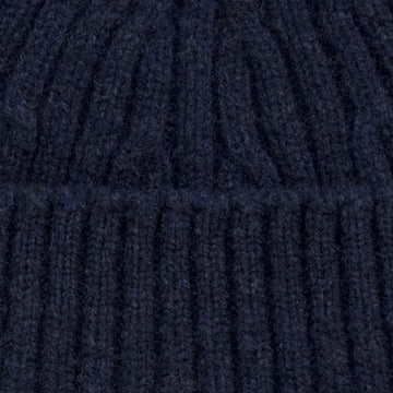 navy mens wool rib beanie by Paul James