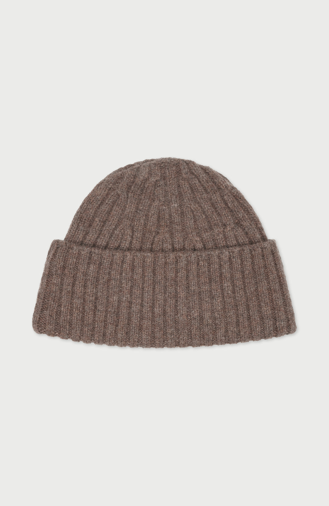 Brown lambs all fisherman ribbed beanie hat by Paul James Knitwear.