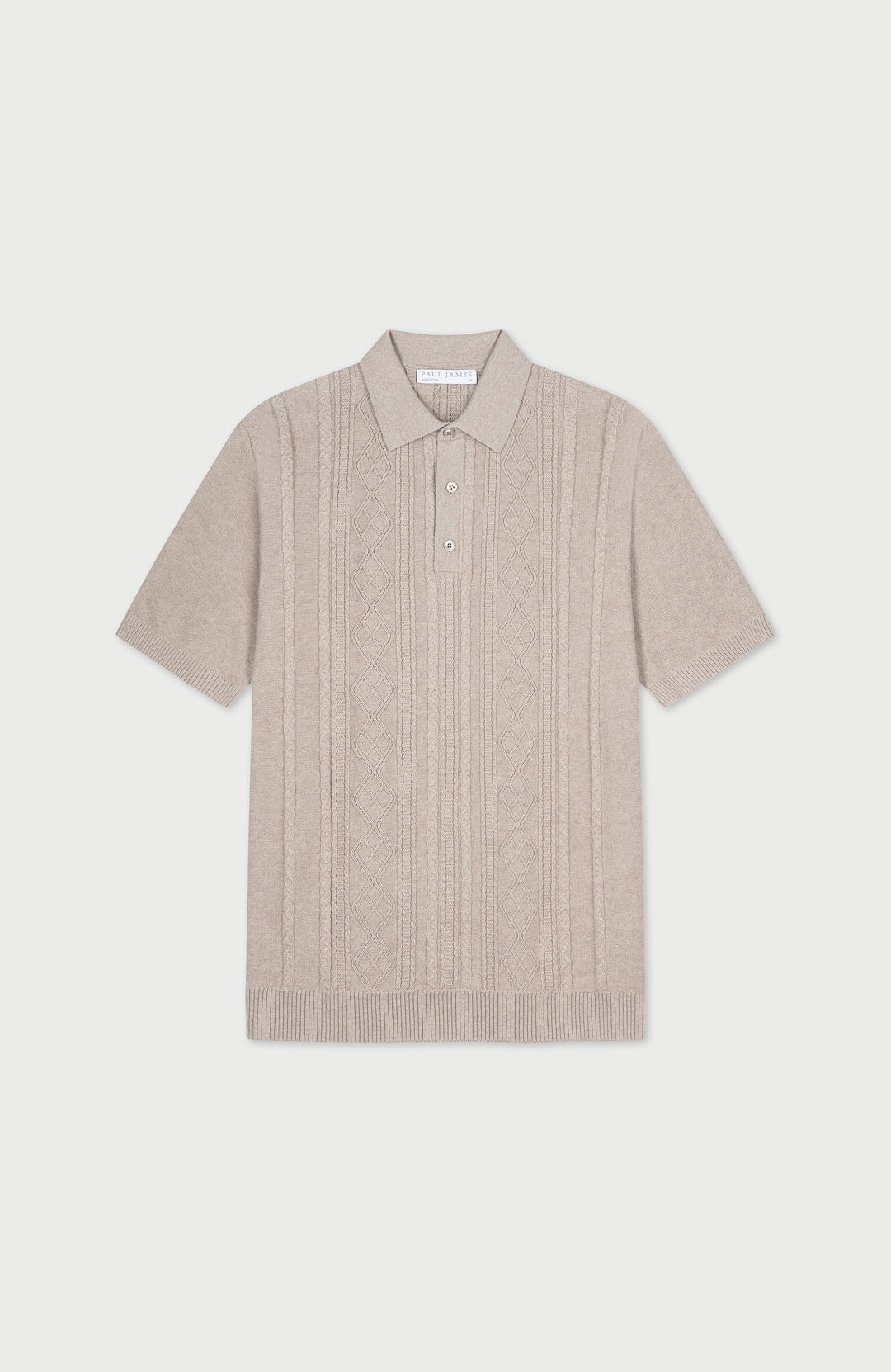 Men's stone textured Fisherman knit chunky polo shirt