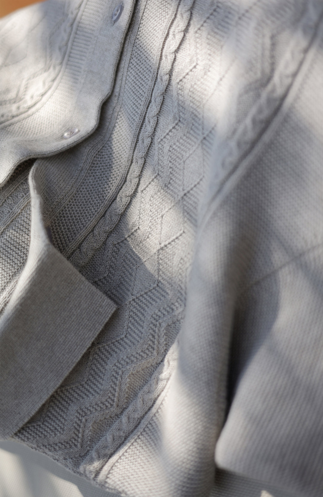 Men's stone textured Fisherman knit chunky polo shirt