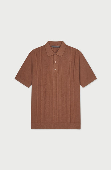 Men's textured Fisherman knit chunky polo shirt