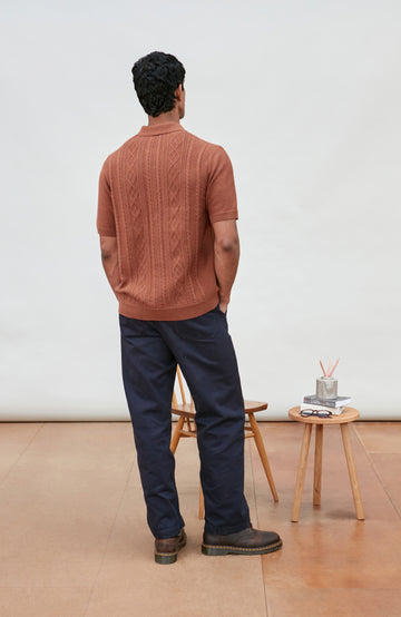 Men's textured Fisherman knit chunky polo shirt
