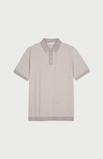 Mens two-tone short sleeve cotton polo shirt by Paul James Knitwear.