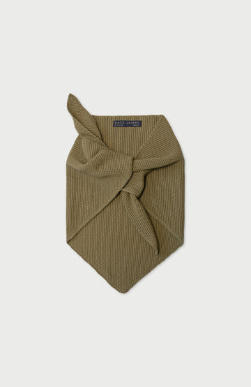 Olive Cotton Textured Triangle Scarf By Paul James
