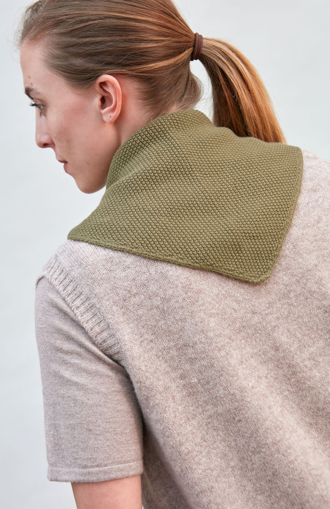 olive cotton textured neckerchief by Paul James