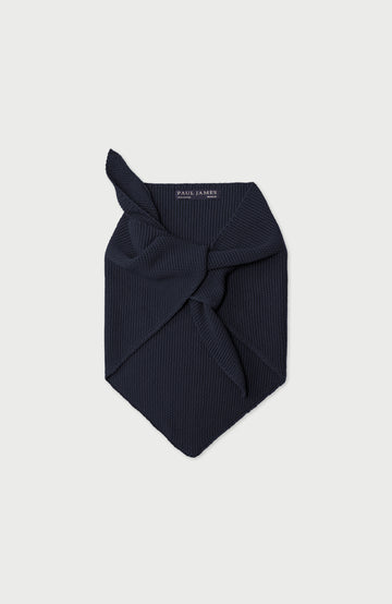 Navy Cotton Textured Triangle Scarf By Paul James