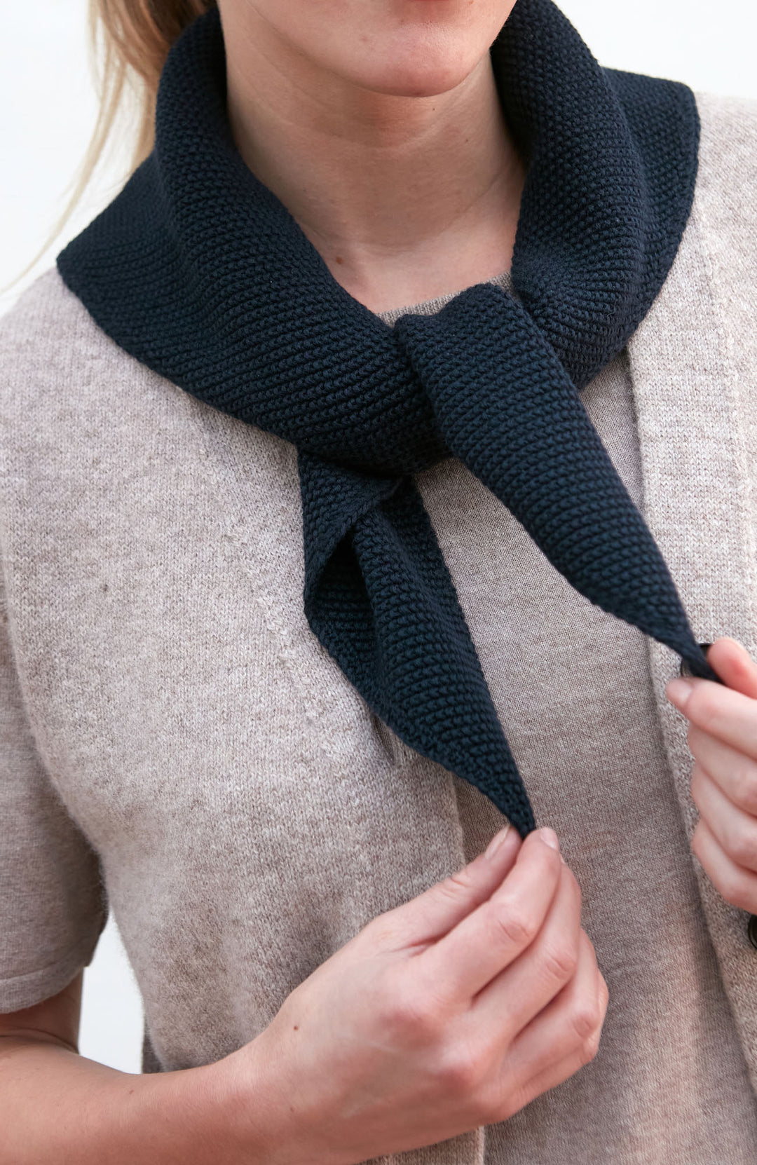 navy cotton textured neckerchief by Paul James