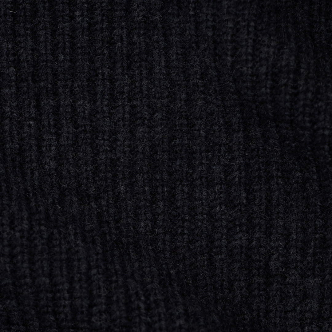 black wool ribbed neck tie