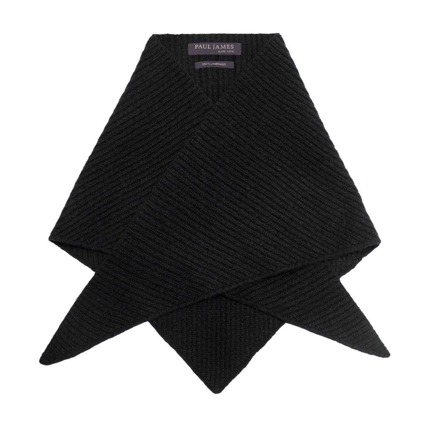 black wool ribbed neck tie
