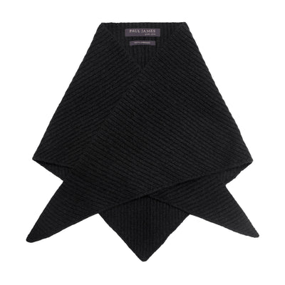 black wool ribbed neck tie