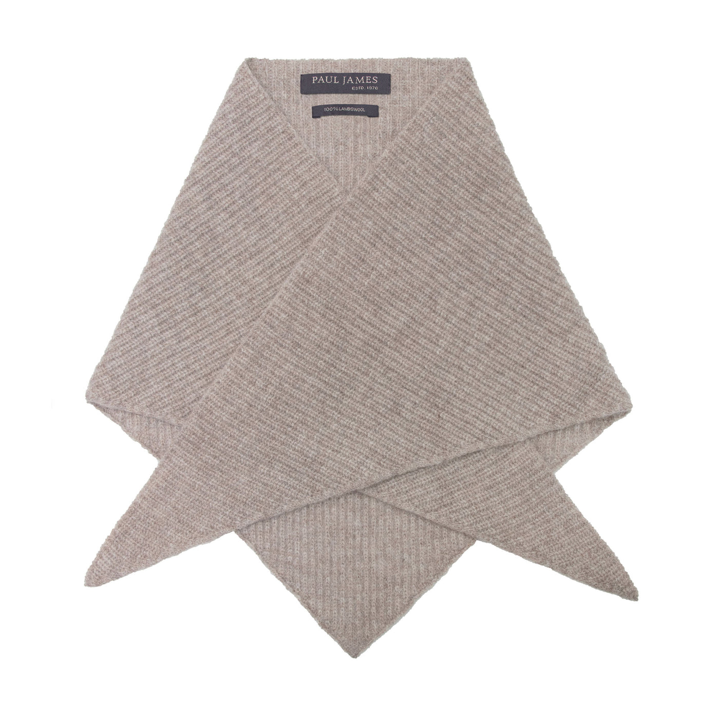 beige wool ribbed neck tie