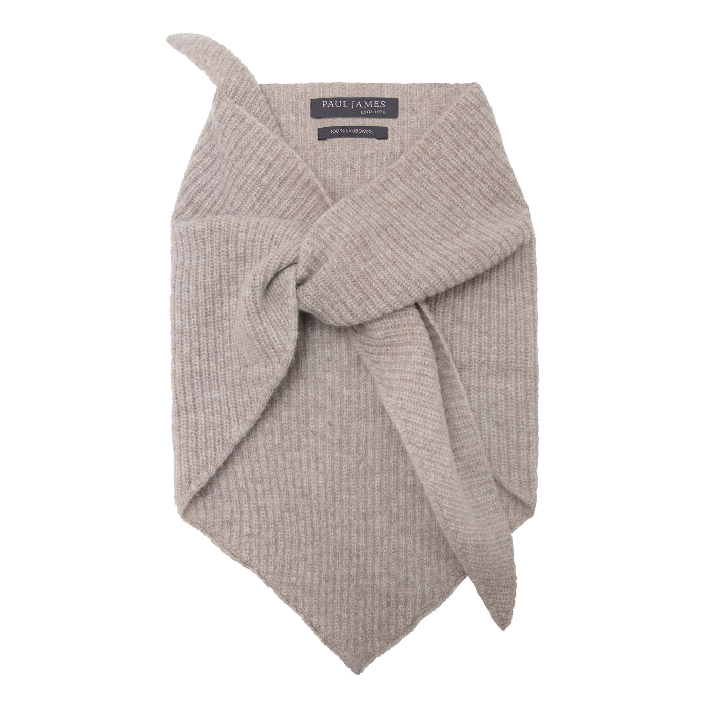 beige wool ribbed neck tie
