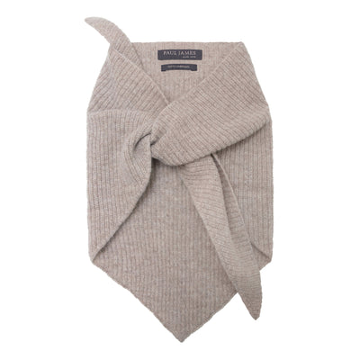 beige wool ribbed neck tie