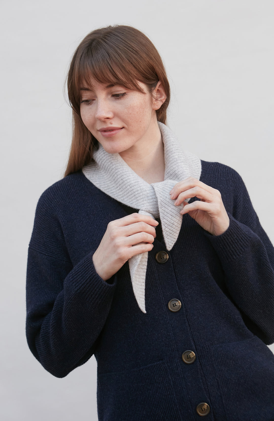 grey wool ribbed neck tie