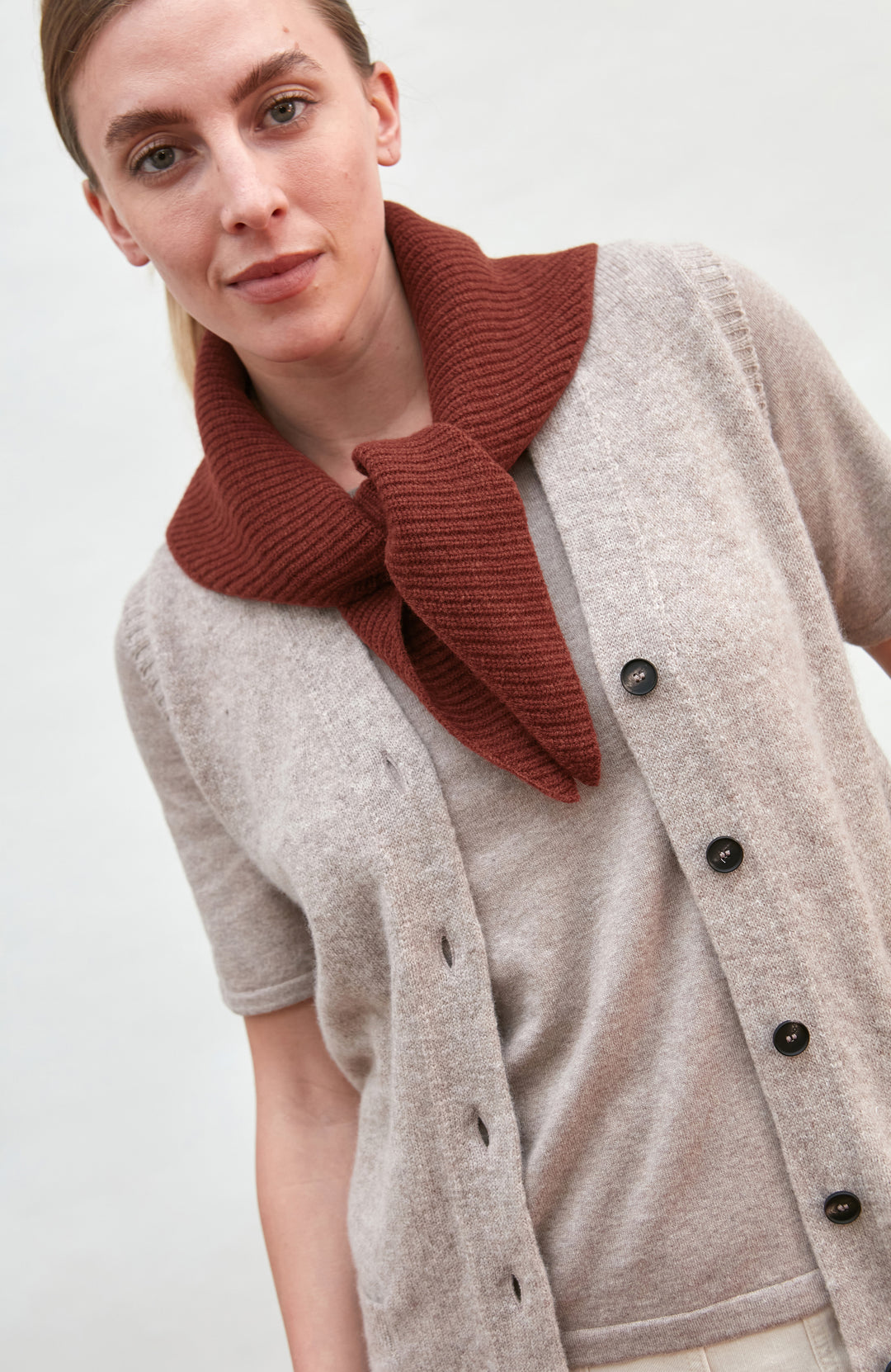 burgundy wool ribbed neck tie