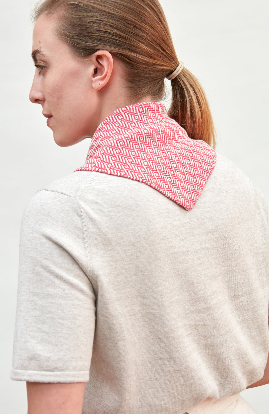 red Women's patterned Neckerchief Triangle Scarf (Small Sizes) by Paul James Knitwear